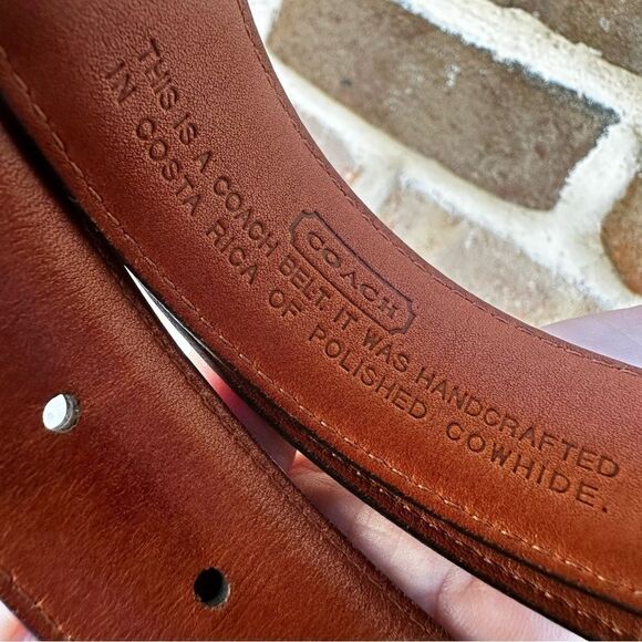 Coach | burgundy brown leather 1” wide belt size 36” - Picture 4 of 5